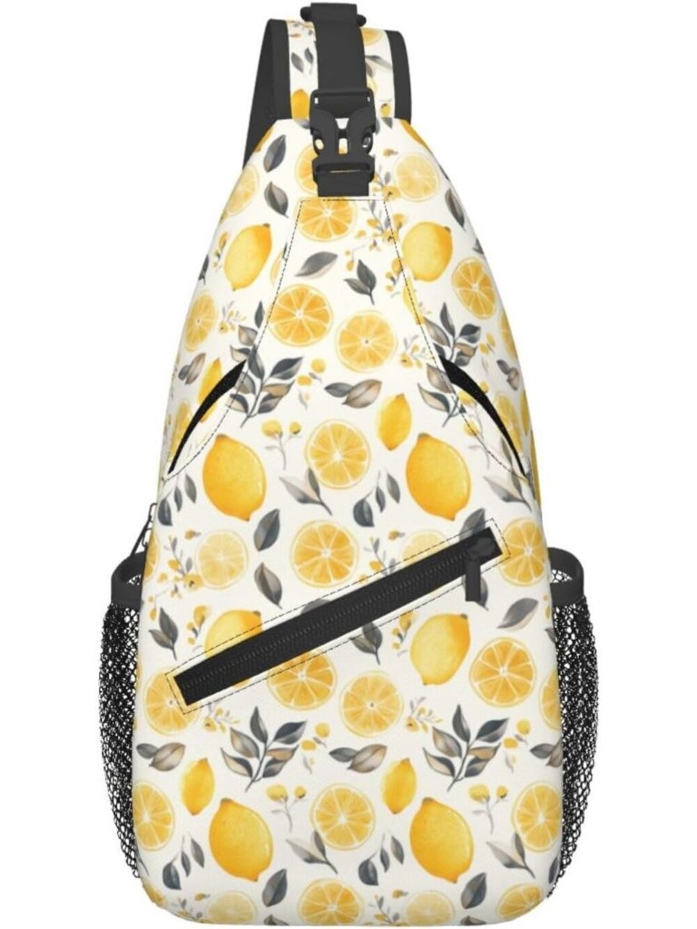 Unisex Yellow Cream Butterfly Sling Backpack Hiking Chest Shoulder Crossbody Bag